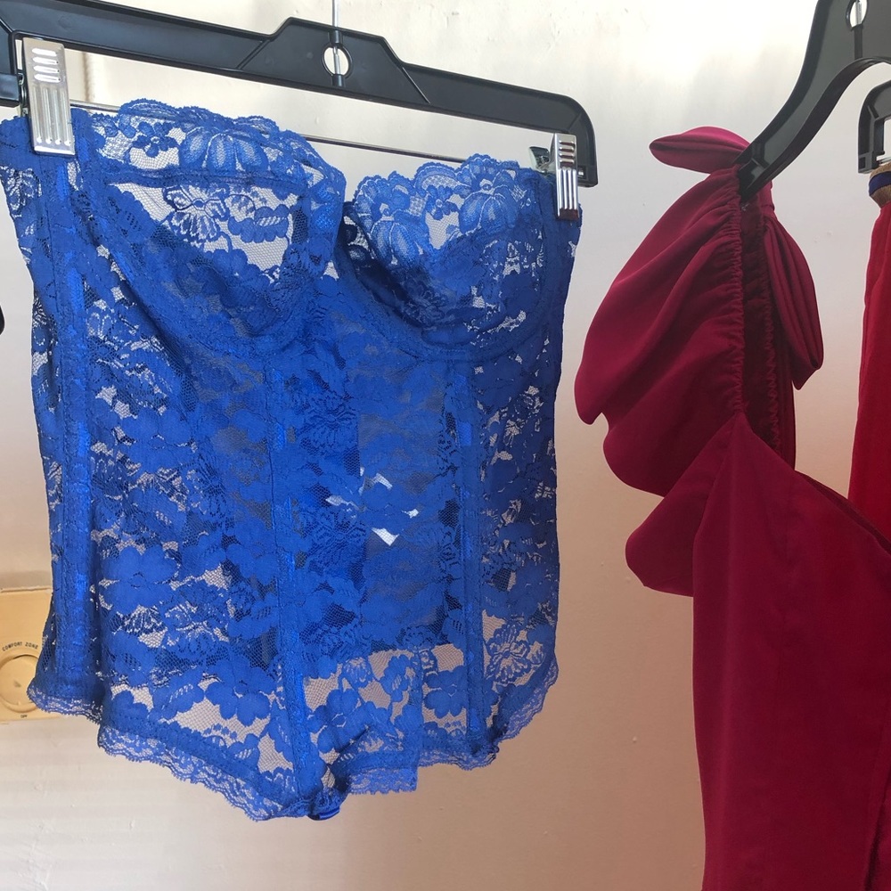Vintage lace blue bustier 34/36 C